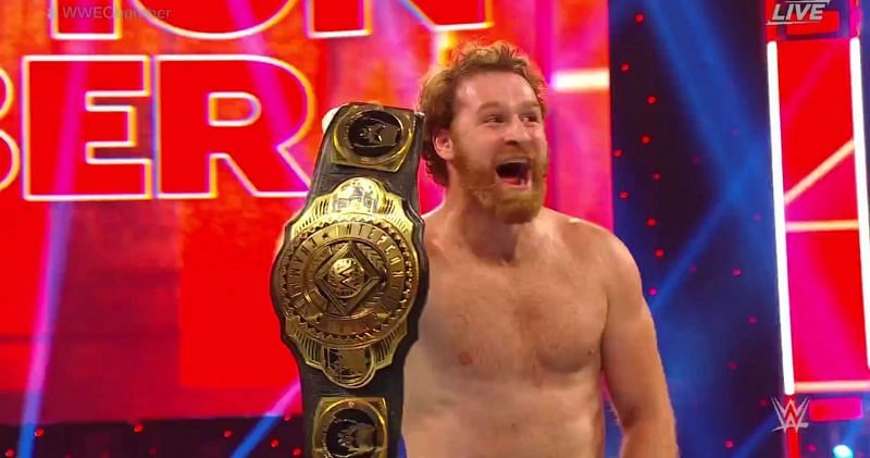 Sami Zayn following his Intercontinental title win